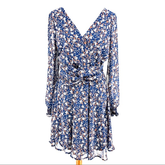 june & hudson Dresses & Skirts - june & hudson Blue & Brown Floral Print Dress, NWT